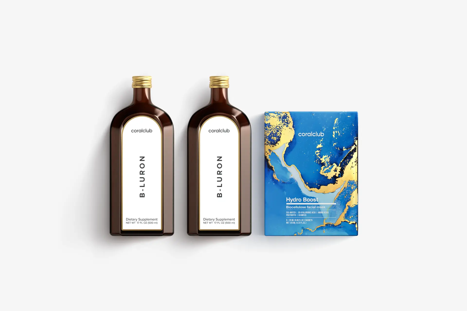 B-Luron (2 x 500 ml)  + Hydro Boost Biocellulose Facial Mask (5 szt.)