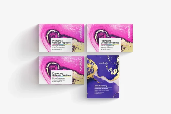 Zestaw Promarine Collagen Peptides (3 opakowania po 10 szt.) + Skin Harmony Biocellulose Facial Mask (5 szt.)